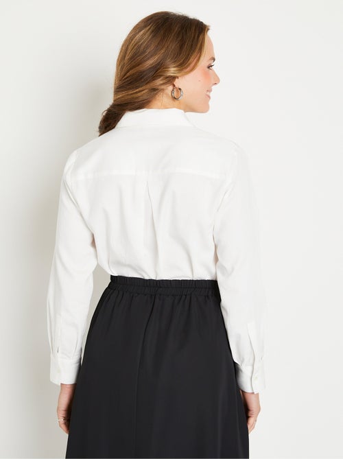 Chemisier droit boutonné coton uni bijoux - Kiabi