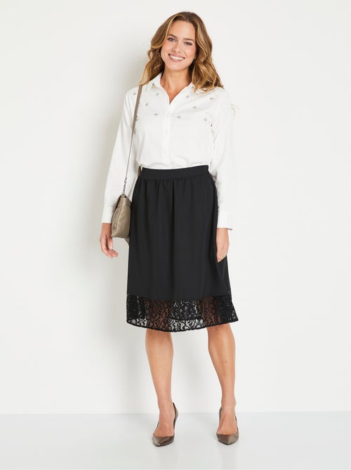 Chemisier droit boutonné coton uni bijoux - Kiabi