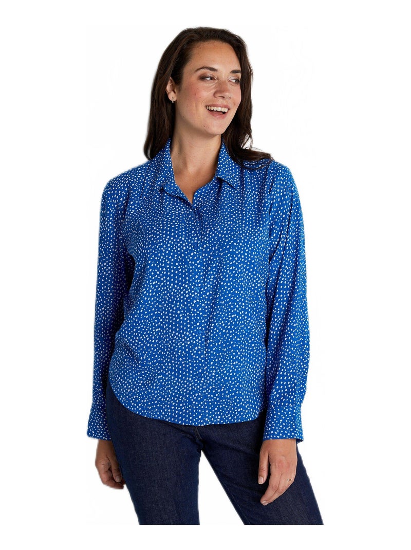 Chemisier droit boutonné imprimé pois Bleu - Kiabi