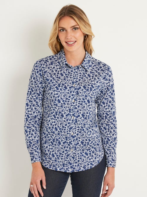Chemisier droit coton fleuri boutonné - Afibel - Kiabi
