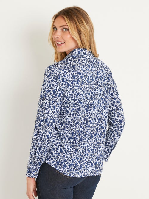 Chemisier droit coton fleuri boutonné - Afibel - Kiabi