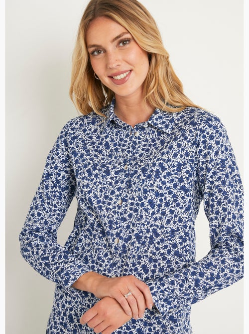 Chemisier droit coton fleuri boutonné - Afibel - Kiabi