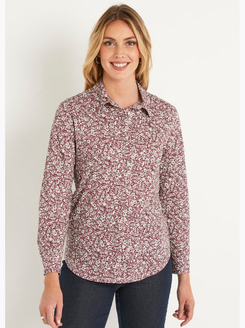 Chemisier droit coton fleuri boutonné - Afibel - Kiabi