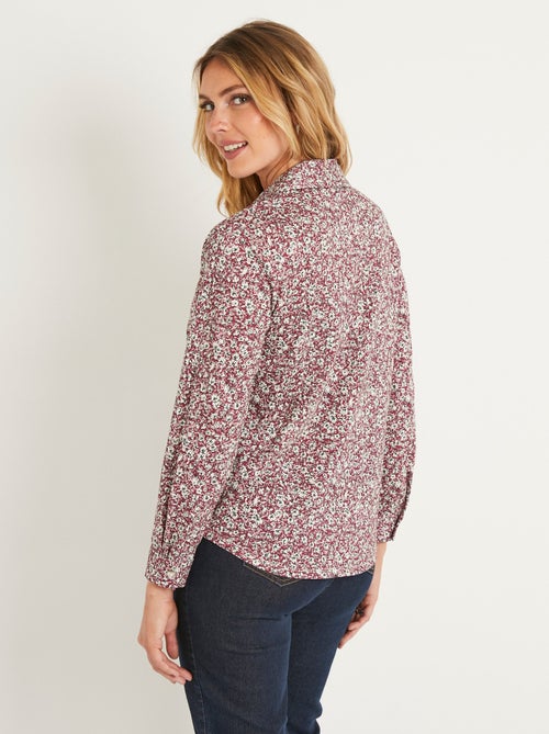 Chemisier droit coton fleuri boutonné - Afibel - Kiabi