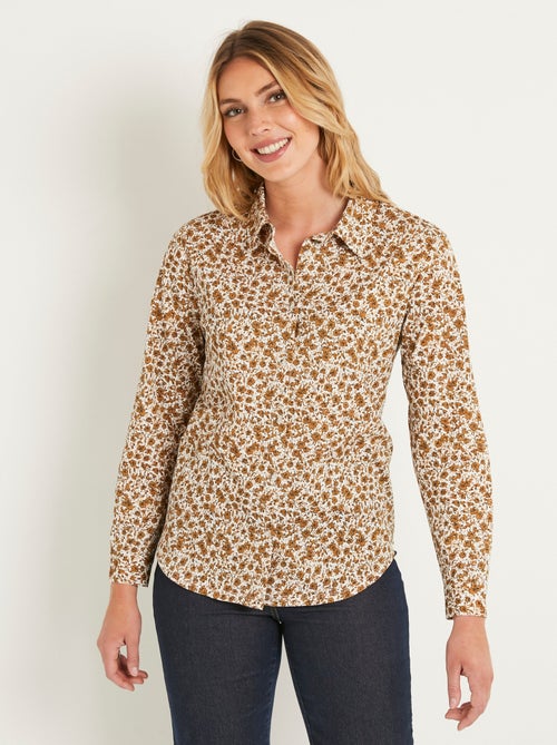 Chemisier droit coton fleuri boutonné - Afibel - Kiabi