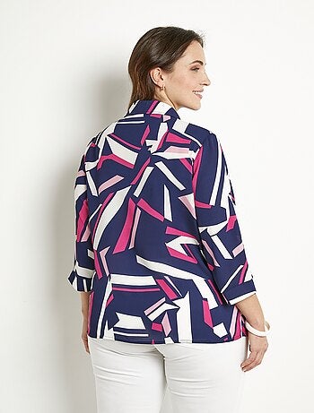Chemisier droit graphique manches 3/4