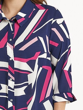 Chemisier droit graphique manches 3/4