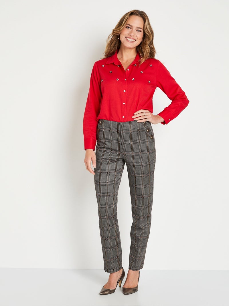 Chemisier droit pur coton avec strass - Afibel Rouge - Kiabi