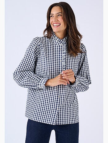 Chemisier effet gaufré à petits carreaux - Damart