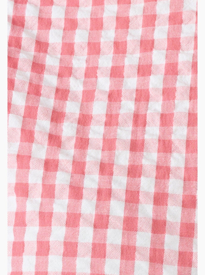 Chemisier effet gaufré à petits carreaux - Damart Rouge - Kiabi