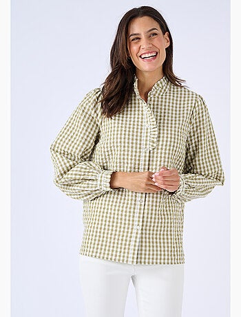 Chemisier effet gaufré à petits carreaux - Damart