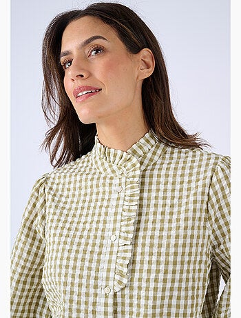 Chemisier effet gaufré à petits carreaux - Damart
