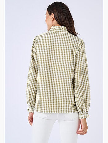 Chemisier effet gaufré à petits carreaux - Damart