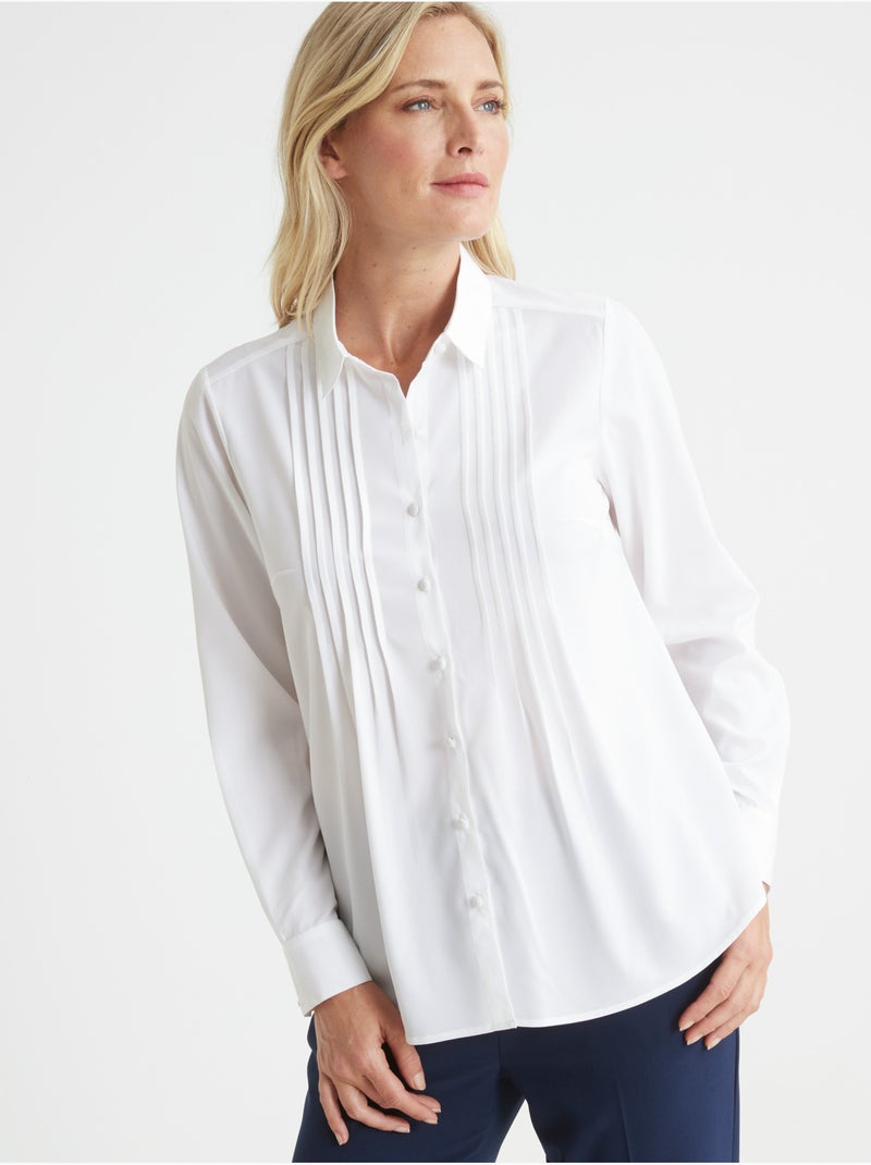 Chemisier effet plastron - DAXON Blanc Blanc - Kiabi