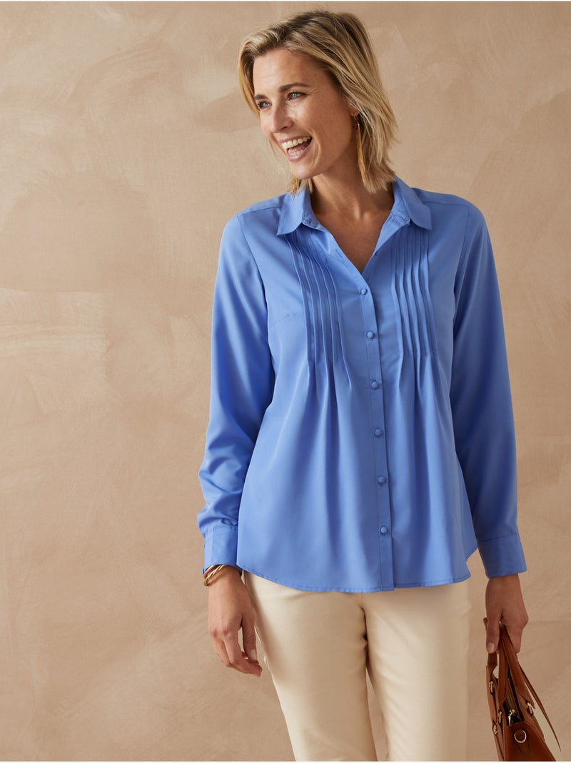 Chemisier effet plastron - DAXON Bleu - Kiabi