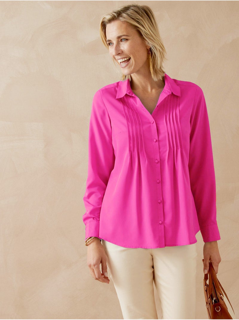 Chemisier effet plastron - DAXON Rose fushia - Kiabi