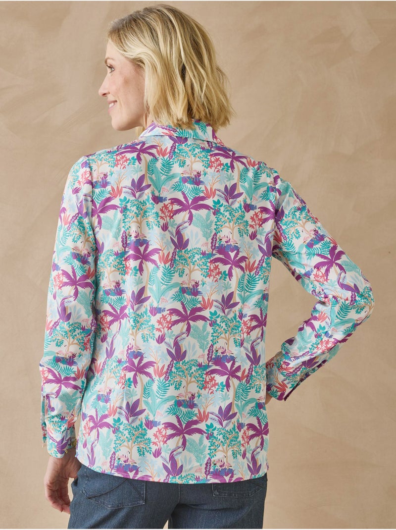 Chemisier effet plastron manches longues - DAXON Violet/Rose - Kiabi