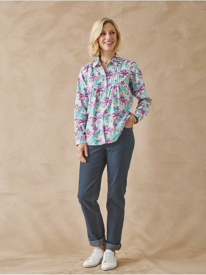 Chemisier effet plastron manches longues - DAXON Violet/Rose - Kiabi