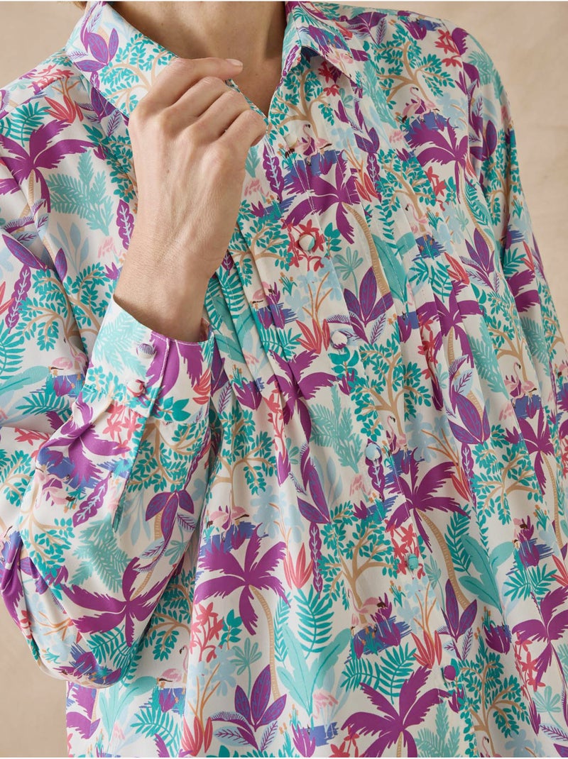 Chemisier effet plastron manches longues - DAXON Violet/Rose - Kiabi