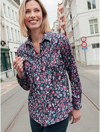 Chemisier effet plastron manches longues