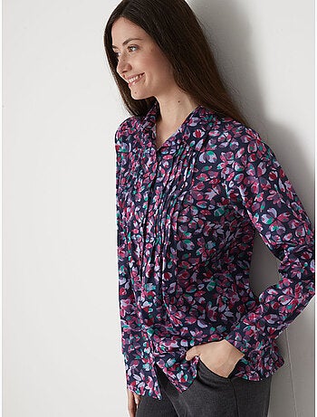 Chemisier effet plastron manches longues