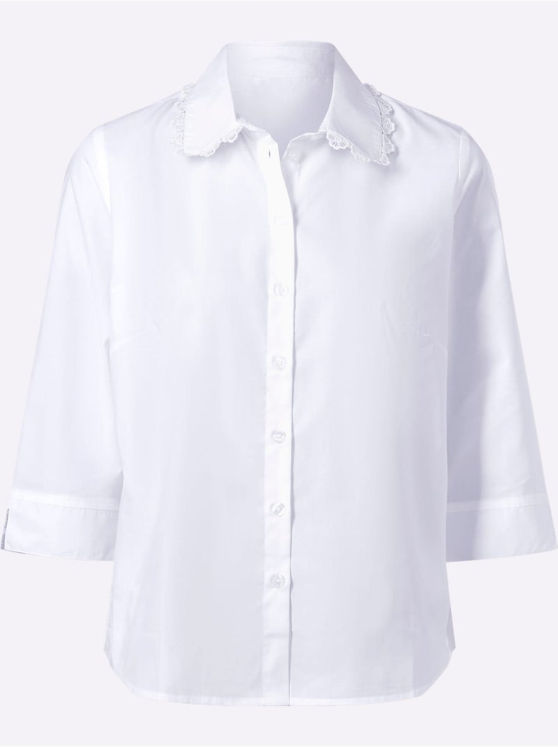 Chemisier empiècement en dentelle - taille standard - moda vilona Ecru - Kiabi