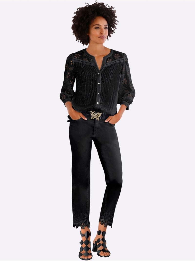 Chemisier En Coton - Taille Standard - Helline Noir - Kiabi