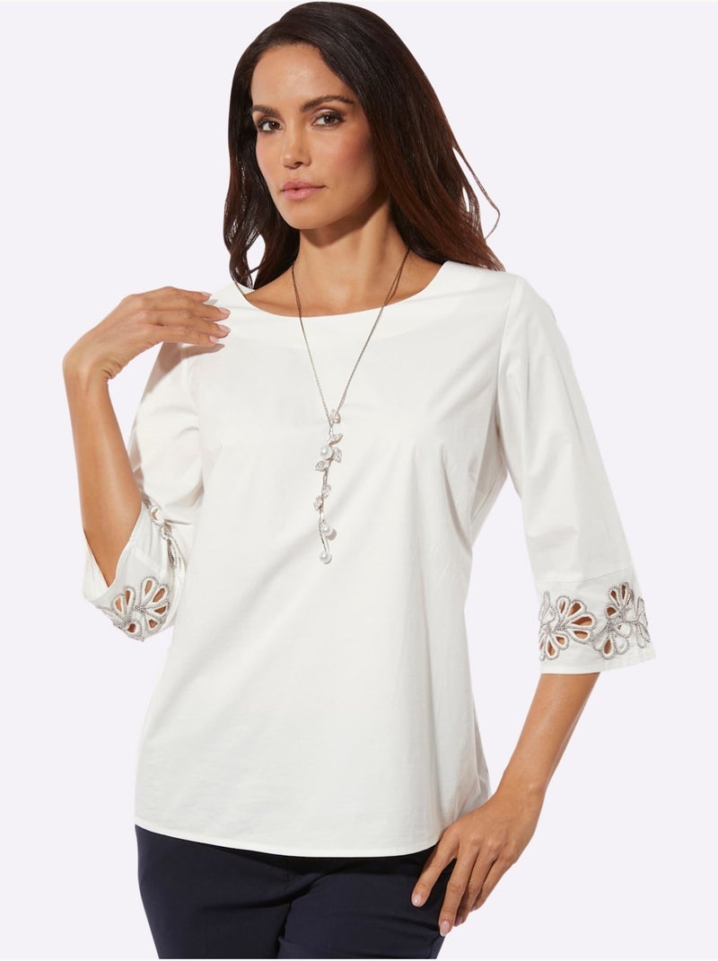 Chemisier En Coton 97% Coton - Taille Standard - Helline Ecru - Kiabi