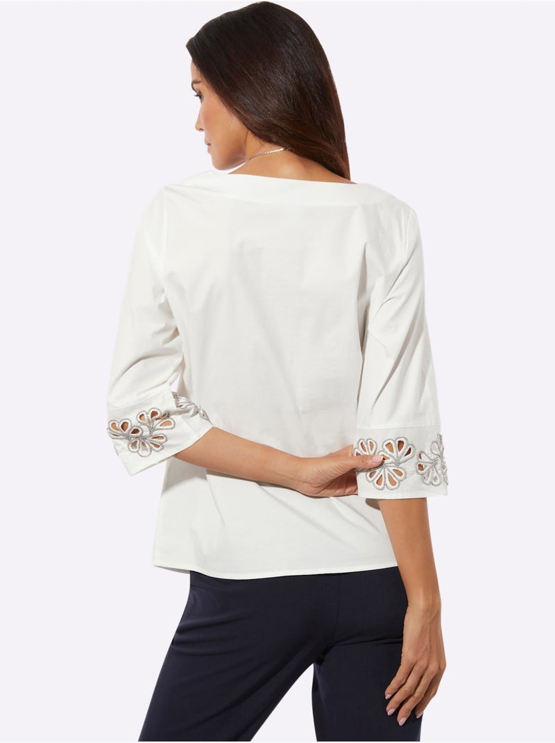 Chemisier En Coton 97% Coton - Taille Standard - Helline Ecru - Kiabi