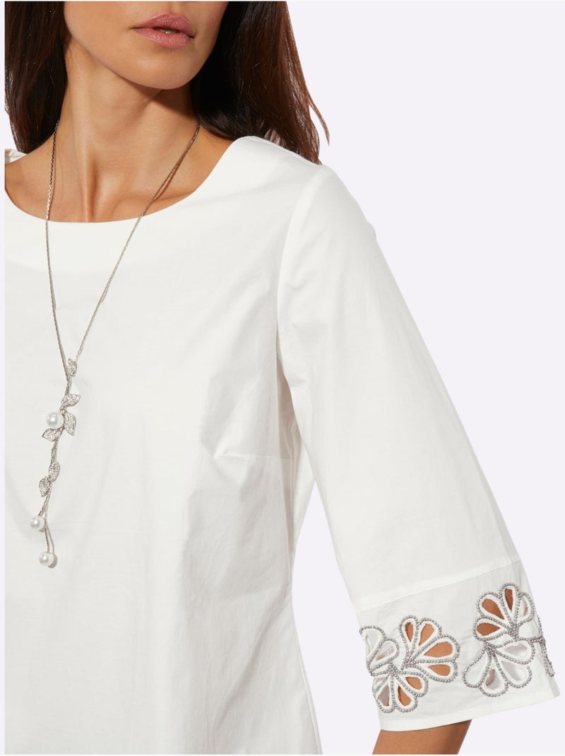 Chemisier En Coton 97% Coton - Taille Standard - Helline Ecru - Kiabi