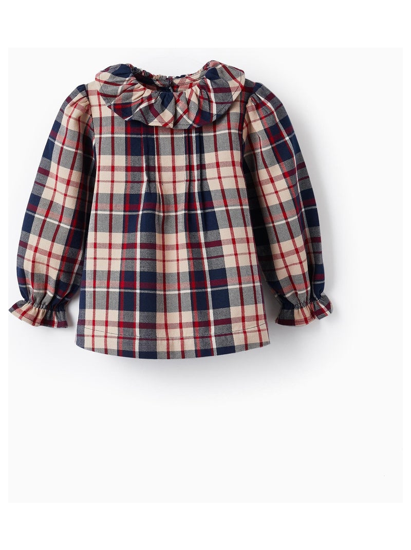 Chemisier en coton à carreaux pour bébé fille 'B&S' manches longues  NOËL Bleu foncé - Kiabi