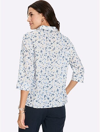 Chemisier en coton à col V ouvert avec motifs floraux - Taille standard - Witt