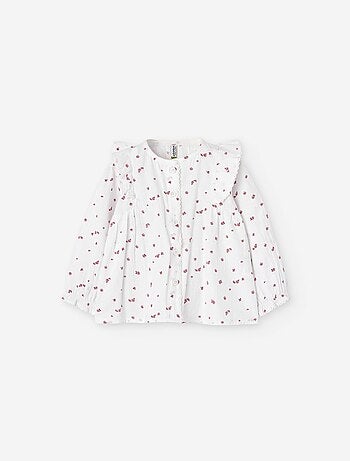 Chemisier en coton à motif floral et volants