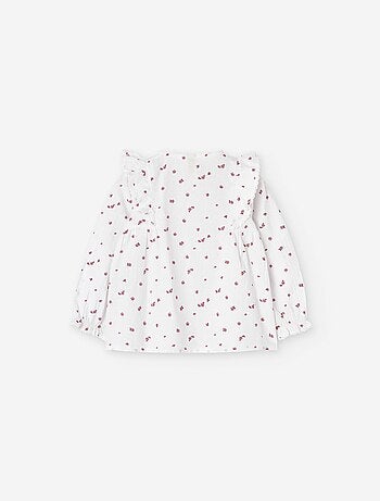 Chemisier en coton à motif floral et volants