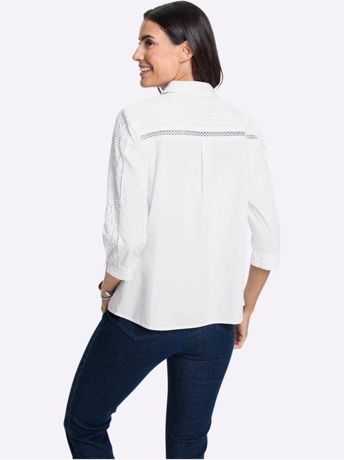 Chemisier en coton avec broderie Madeira col chemise manches trois quart - Taille standard - Witt - Kiabi Chemisier en coton avec broderie Madeira col chemise manches trois quart - Taille standard - Witt - Kiabi