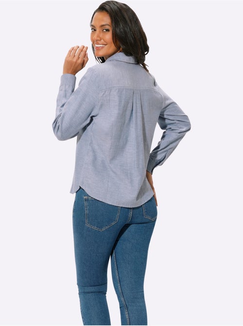 Chemisier en coton avec col chemise et manches longues - taille standard - witt - Kiabi Chemisier en coton avec col chemise et manches longues - taille standard - witt - Kiabi