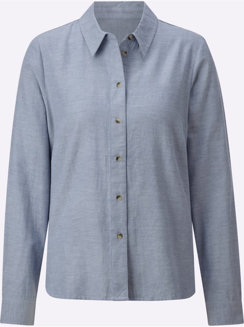 Chemisier en coton avec col chemise et manches longues - taille standard - witt - Kiabi Chemisier en coton avec col chemise et manches longues - taille standard - witt - Kiabi