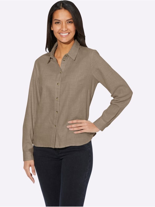 Chemisier en coton avec col chemise et manches longues - Taille standard - Witt - Kiabi Chemisier en coton avec col chemise et manches longues - Taille standard - Witt - Kiabi