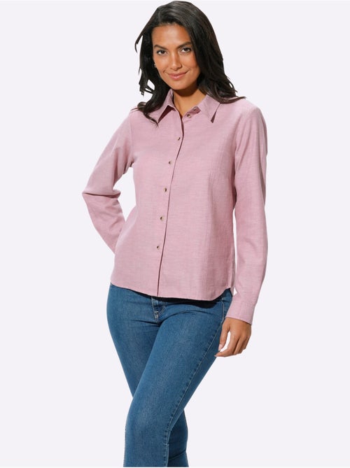 Chemisier en coton avec col chemise et manches longues - taille standard - witt - Kiabi