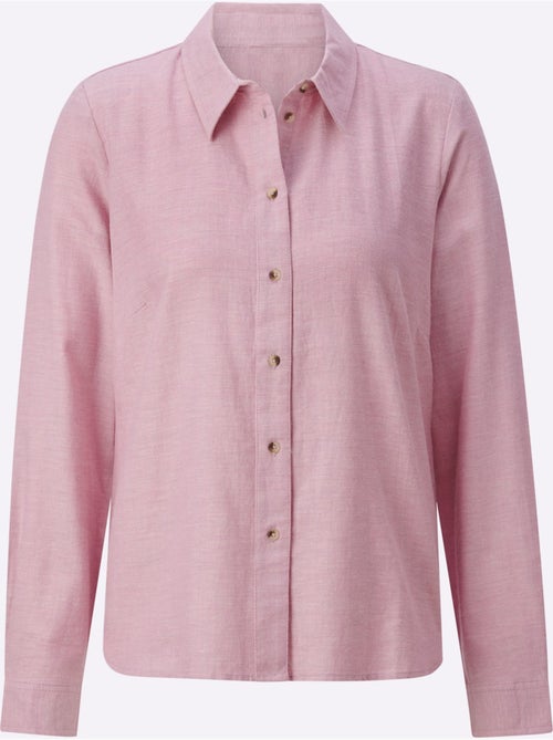 Chemisier en coton avec col chemise et manches longues - taille standard - witt - Kiabi
