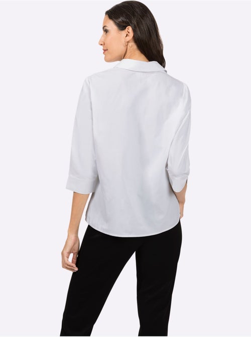 Chemisier en coton avec col chemise ouvert et manches trois quarts - Taille standard - Witt - Kiabi