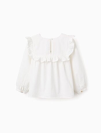 Chemisier en Coton avec Volants et Broderies