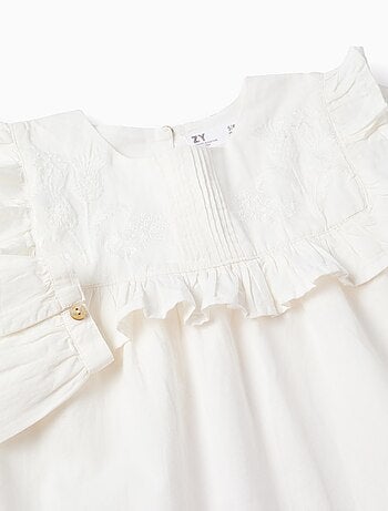 Chemisier en Coton avec Volants et Broderies