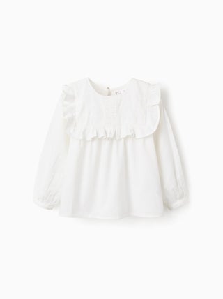Chemisier en Coton avec Volants et Broderies