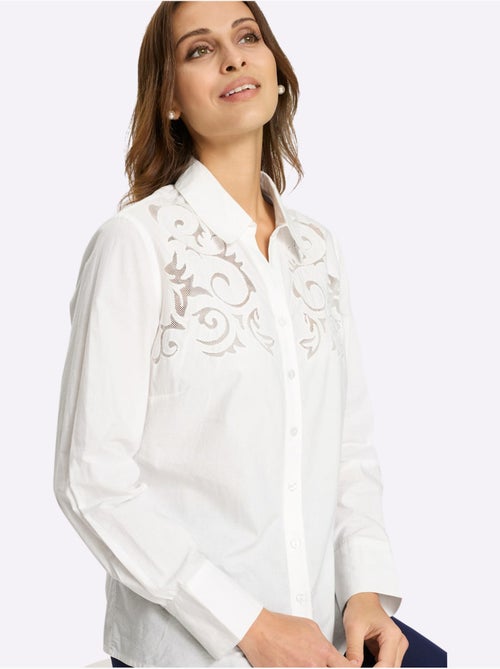 Chemisier En Coton Broderie Doublée De Résille - Taille Standard - Witt - Kiabi Chemisier En Coton Broderie Doublée De Résille - Taille Standard - Witt - Kiabi