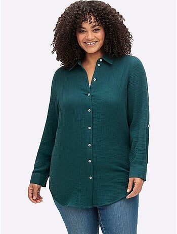 Chemisier en coton col chemisier moderne - taille standard - sheego