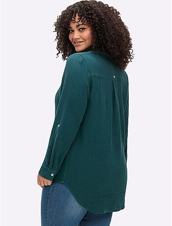 Chemisier en coton col chemisier moderne - taille standard - sheego