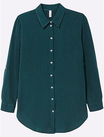 Chemisier en coton col chemisier moderne - taille standard - sheego