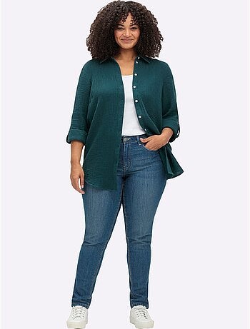 Chemisier en coton col chemisier moderne - taille standard - sheego