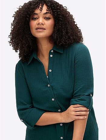 Chemisier en coton col chemisier moderne - taille standard - sheego